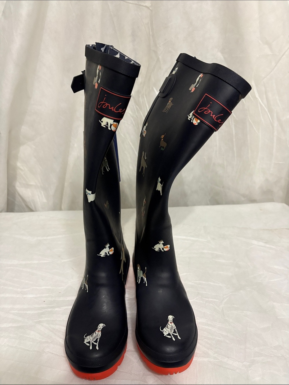 Joules Tall Dog-Print Rain Boots size US 5 NWT